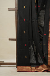 Black Maheshwari Saree - SRBMS885