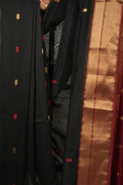 Black Maheshwari Saree - SRBMS885