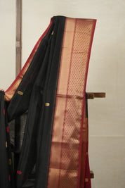 Black Maheshwari Saree - SRBMS885