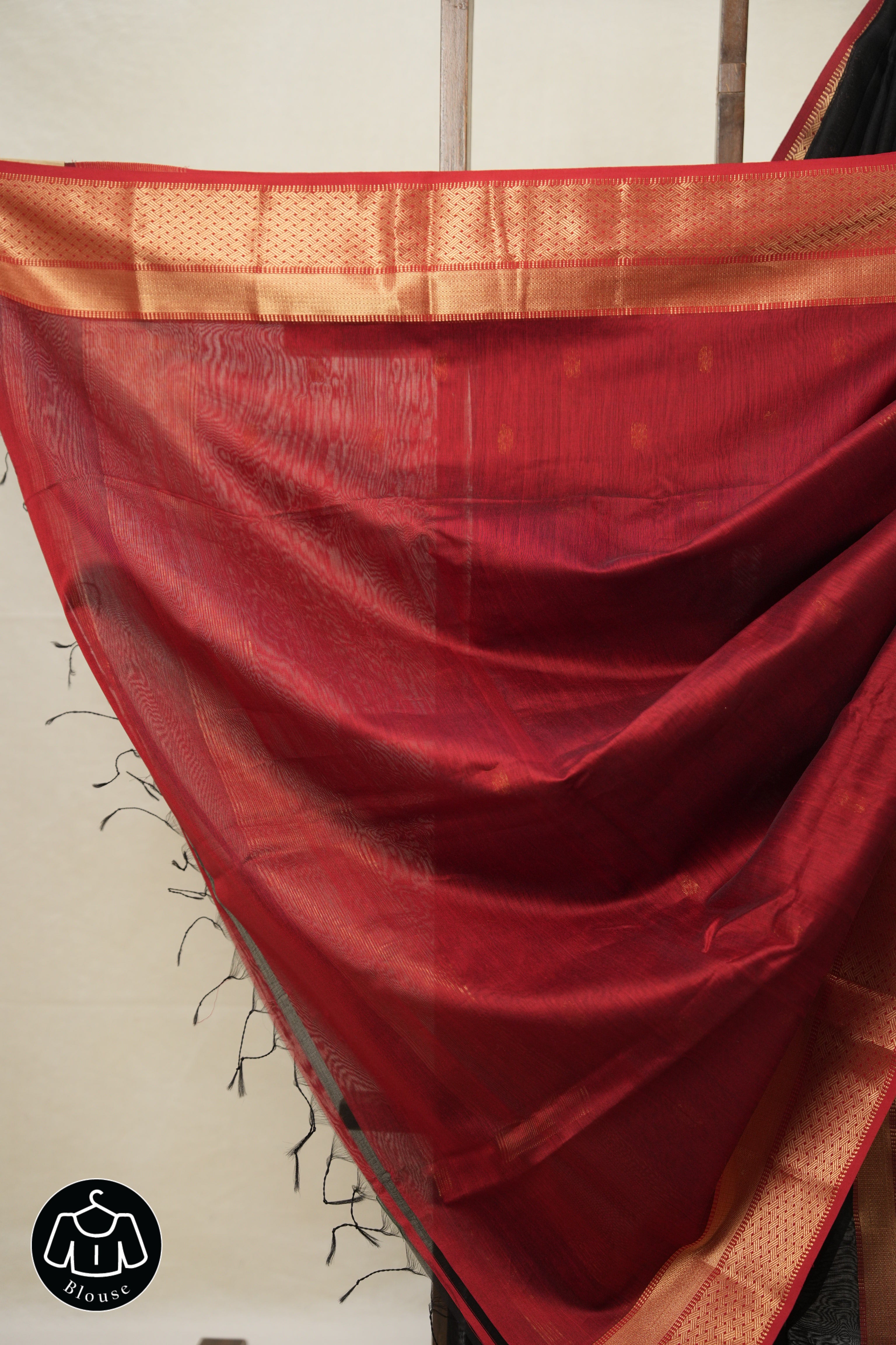 Black Maheshwari Saree - SRBMS885