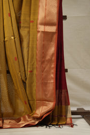 Mustard Yellow Maheshwari Saree - SRMYMS884