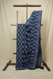 Indigo HBP Cotton Saree - SRICS3431