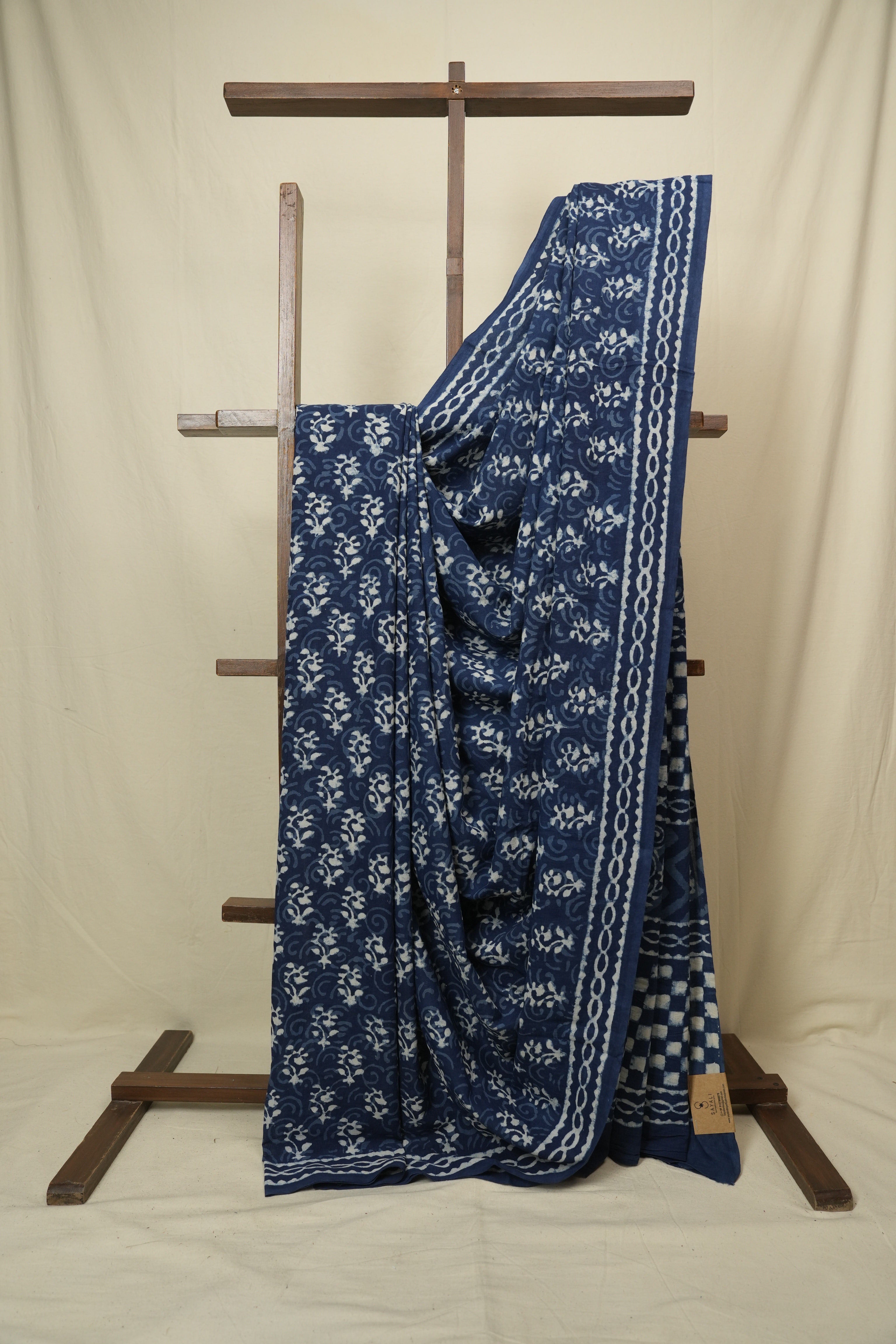 Indigo HBP Cotton Saree - SRICS3431