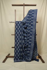 Indigo HBP Cotton Saree - SRICS3431