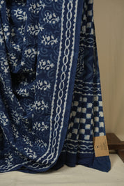 Indigo HBP Cotton Saree - SRICS3431