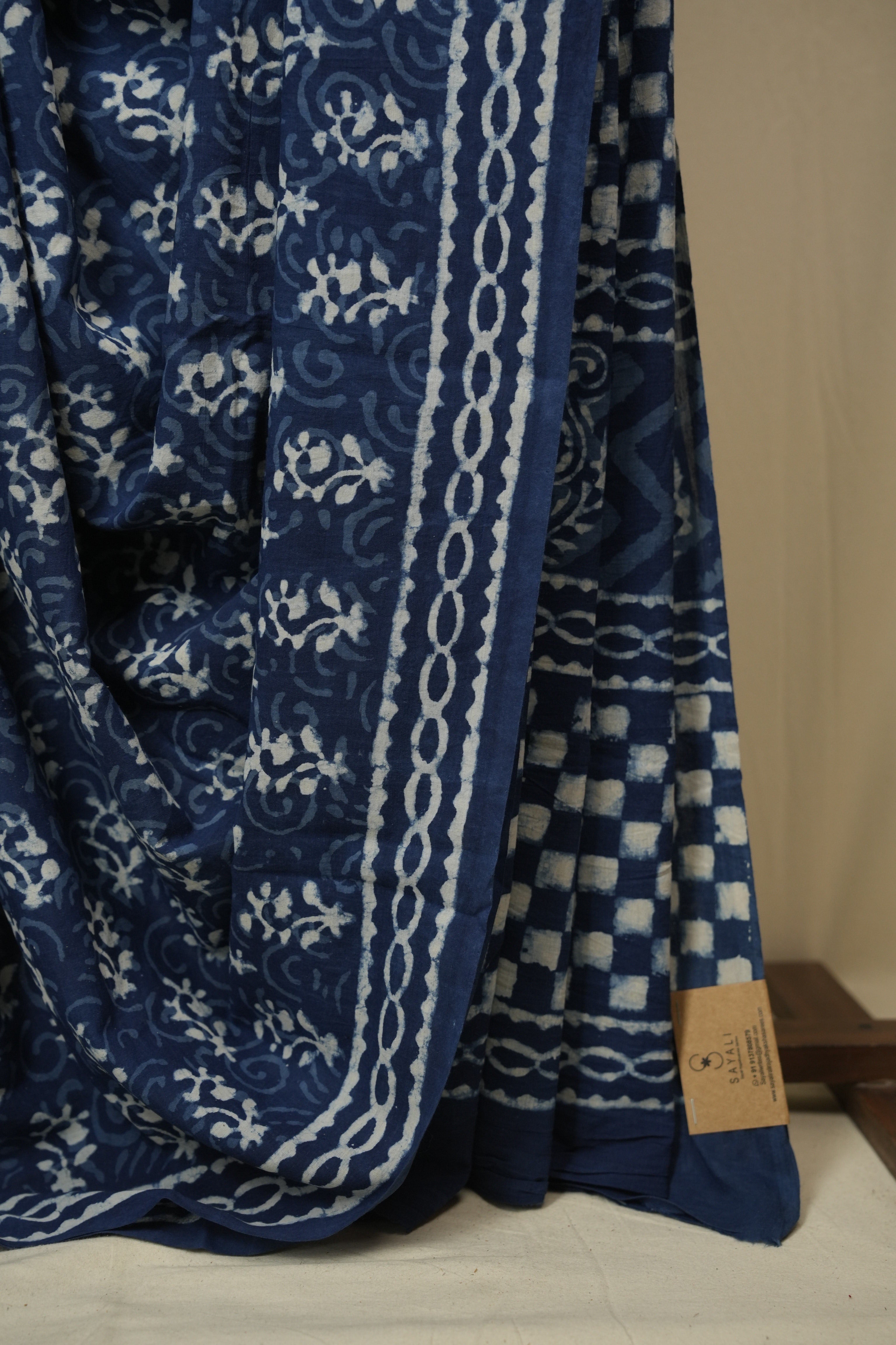 Indigo HBP Cotton Saree - SRICS3431