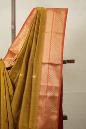 Mustard Yellow Maheshwari Saree - SRMYMS884