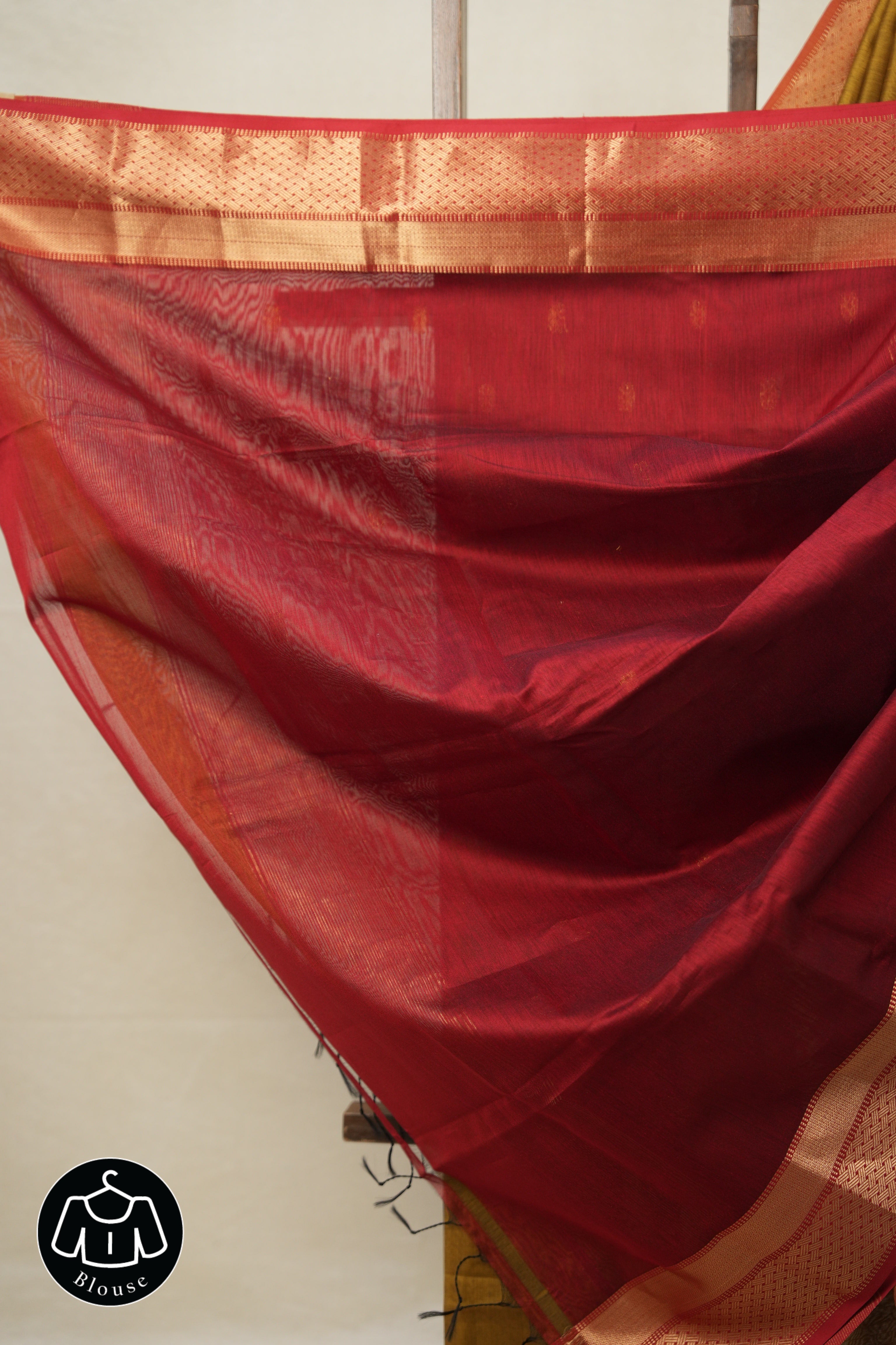 Mustard Yellow Maheshwari Saree - SRMYMS884