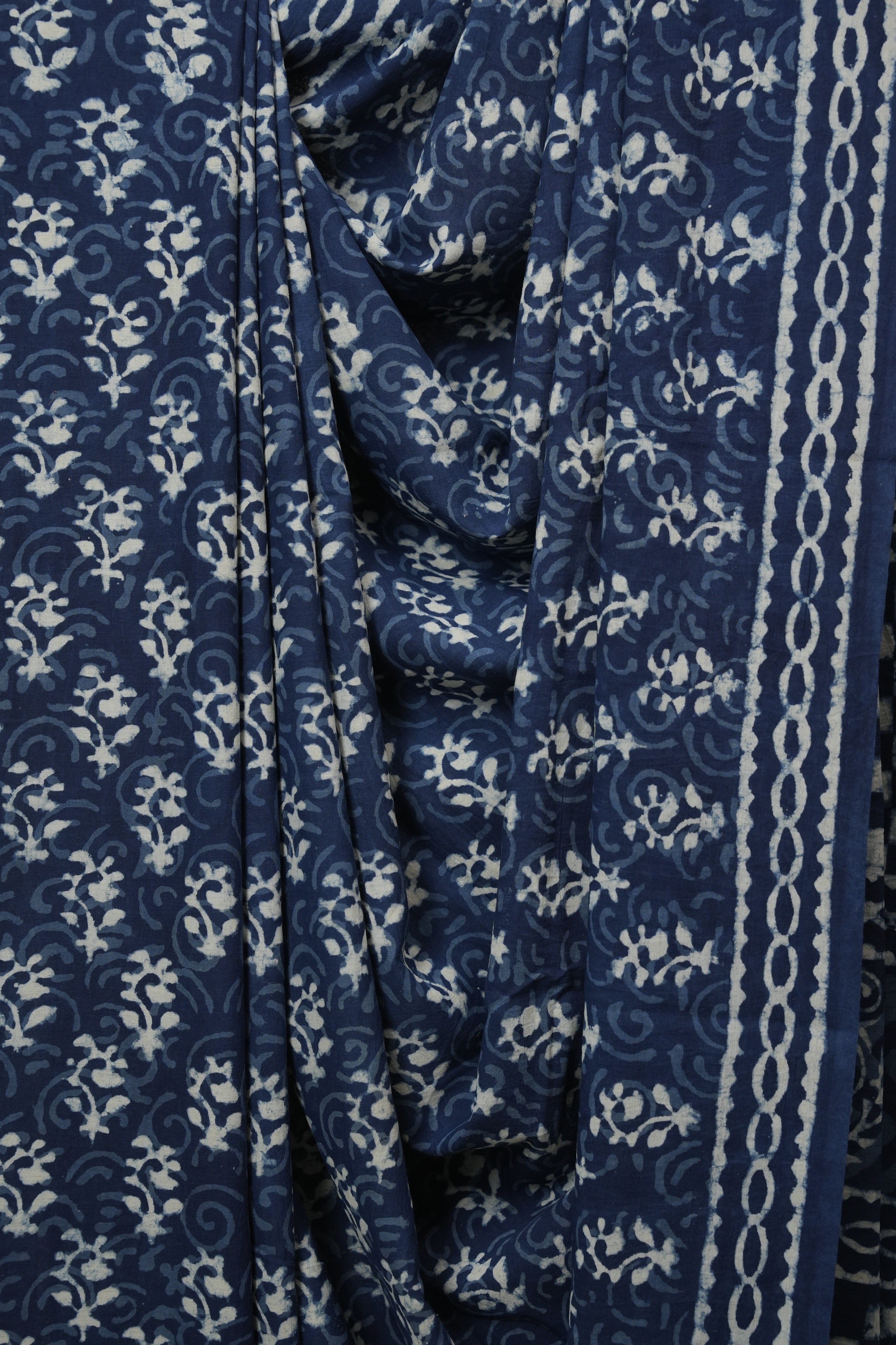 Indigo HBP Cotton Saree - SRICS3431