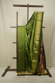 Moss Green Silk Paithani Saree - SRMGSPS815