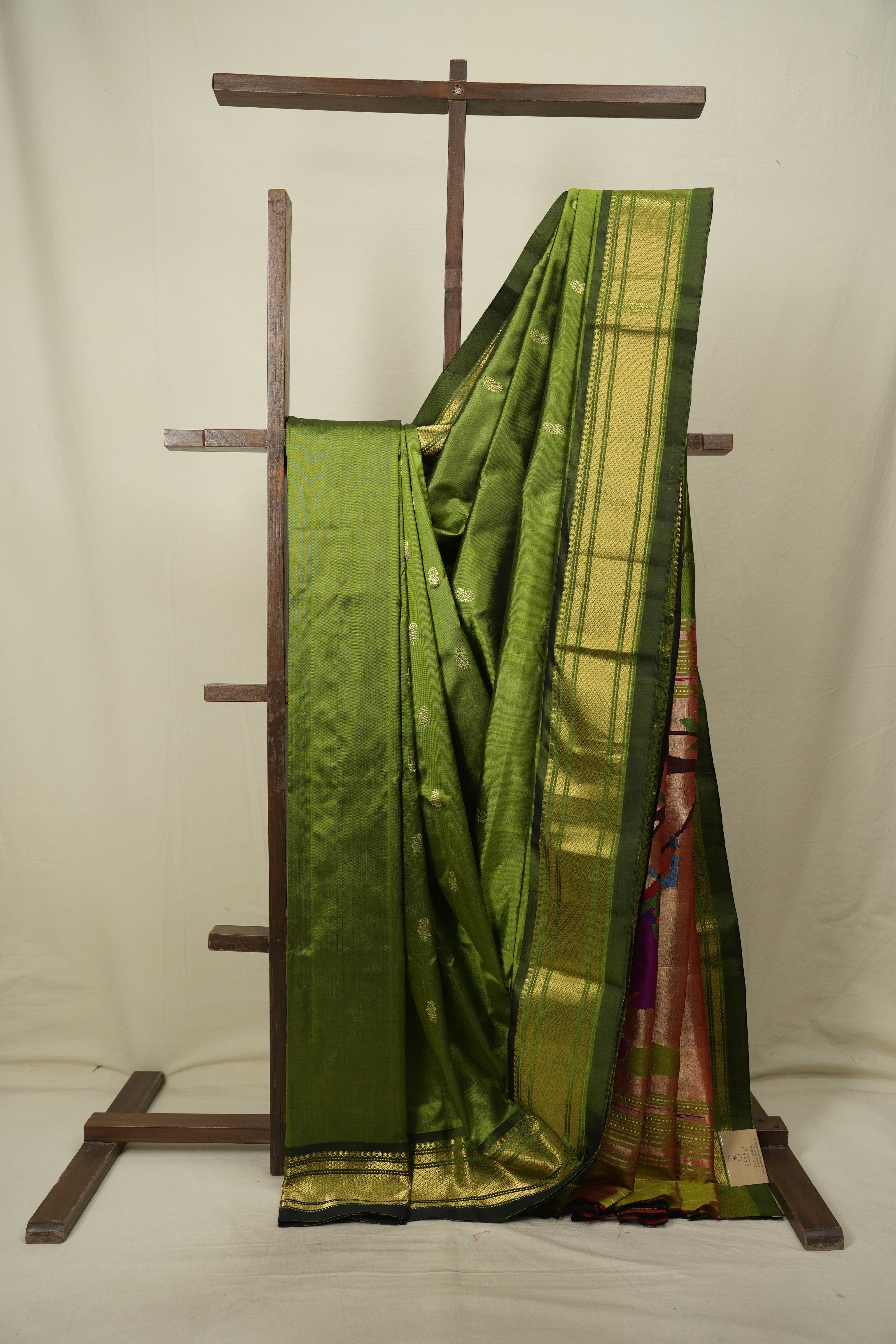 Moss Green Silk Paithani Saree - SRMGSPS815