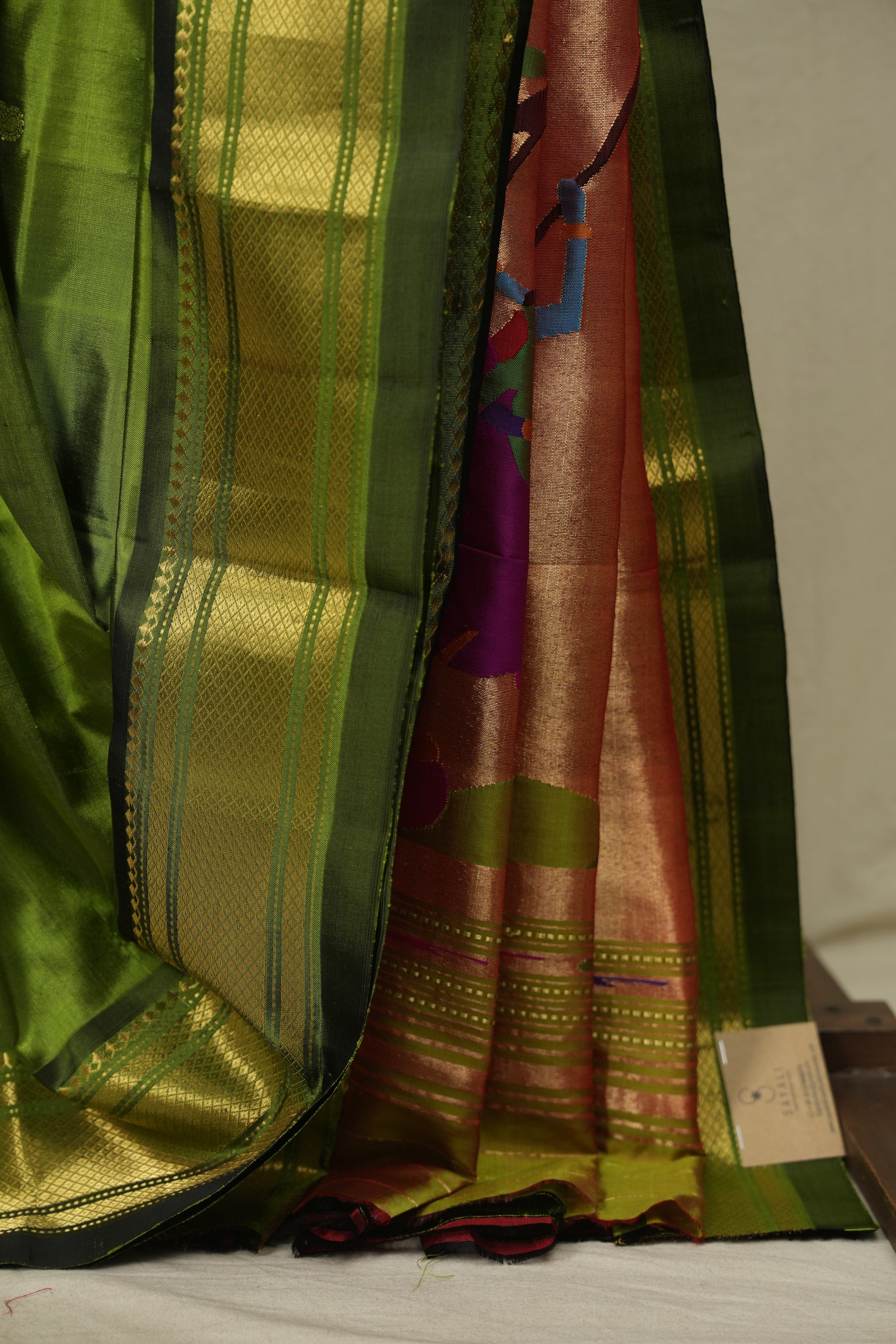 Moss Green Silk Paithani Saree - SRMGSPS815