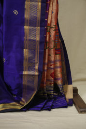 Navy Blue Silk Paithani Saree - SRNBSPS813
