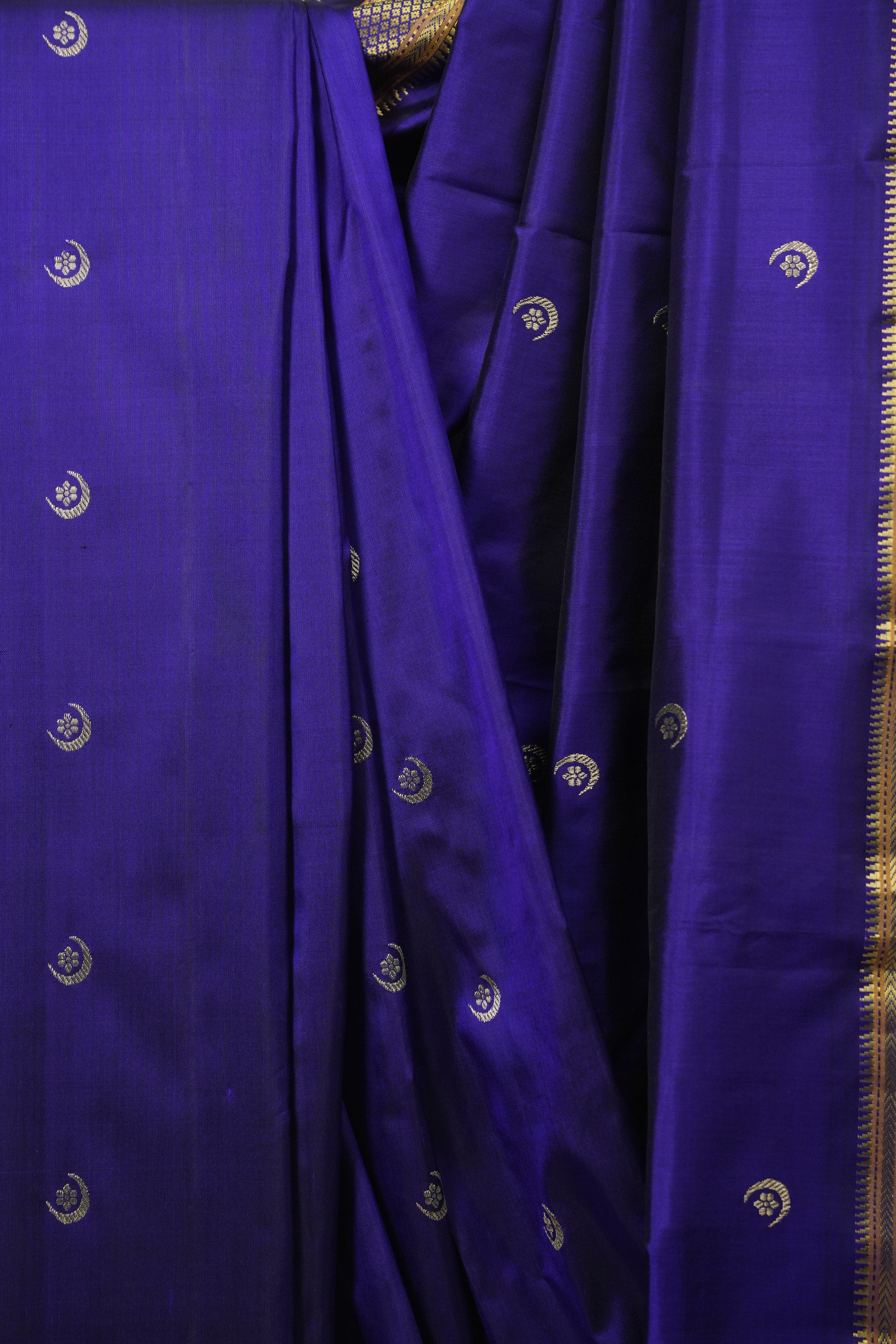 Navy Blue Silk Paithani Saree - SRNBSPS813