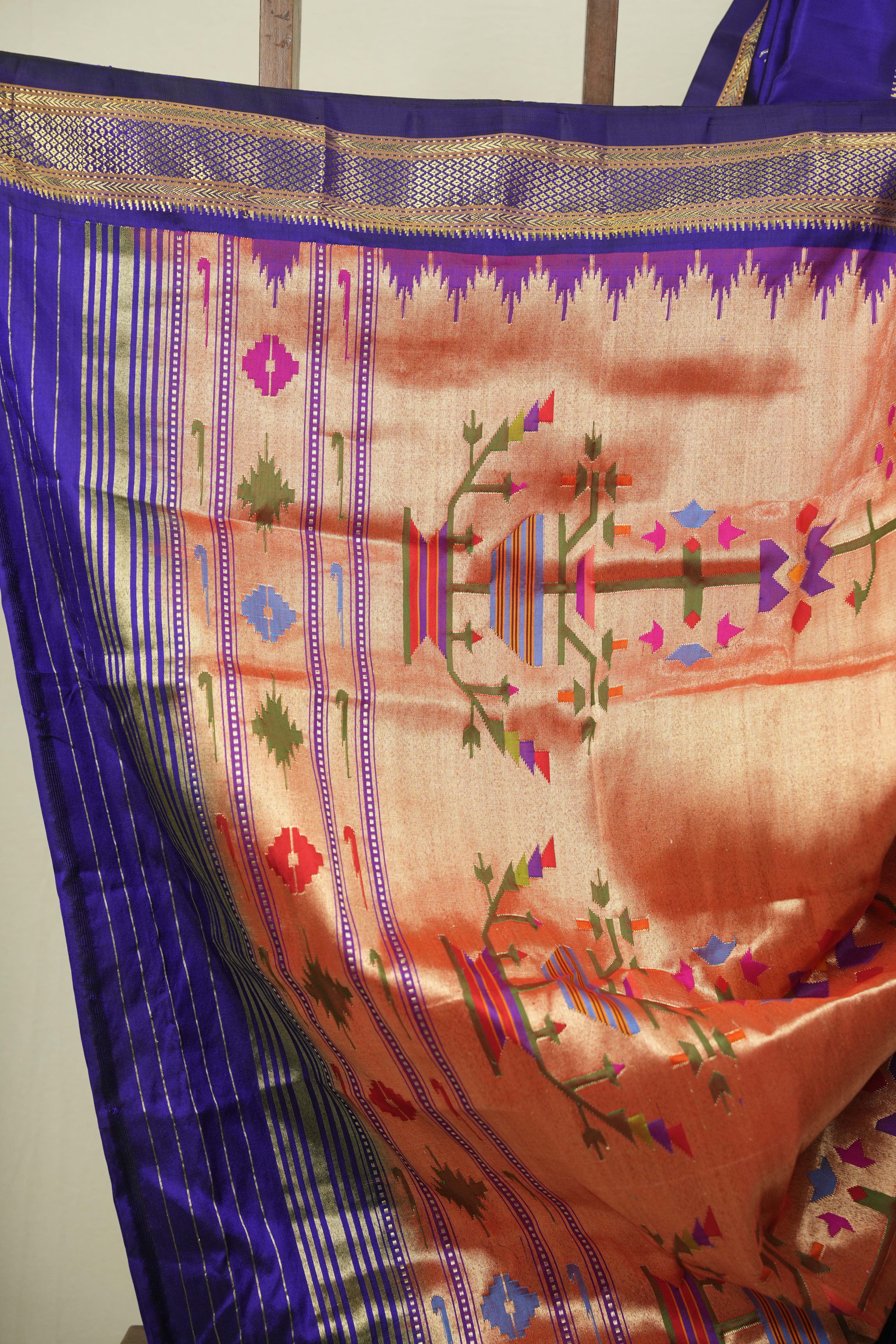Navy Blue Silk Paithani Saree - SRNBSPS813