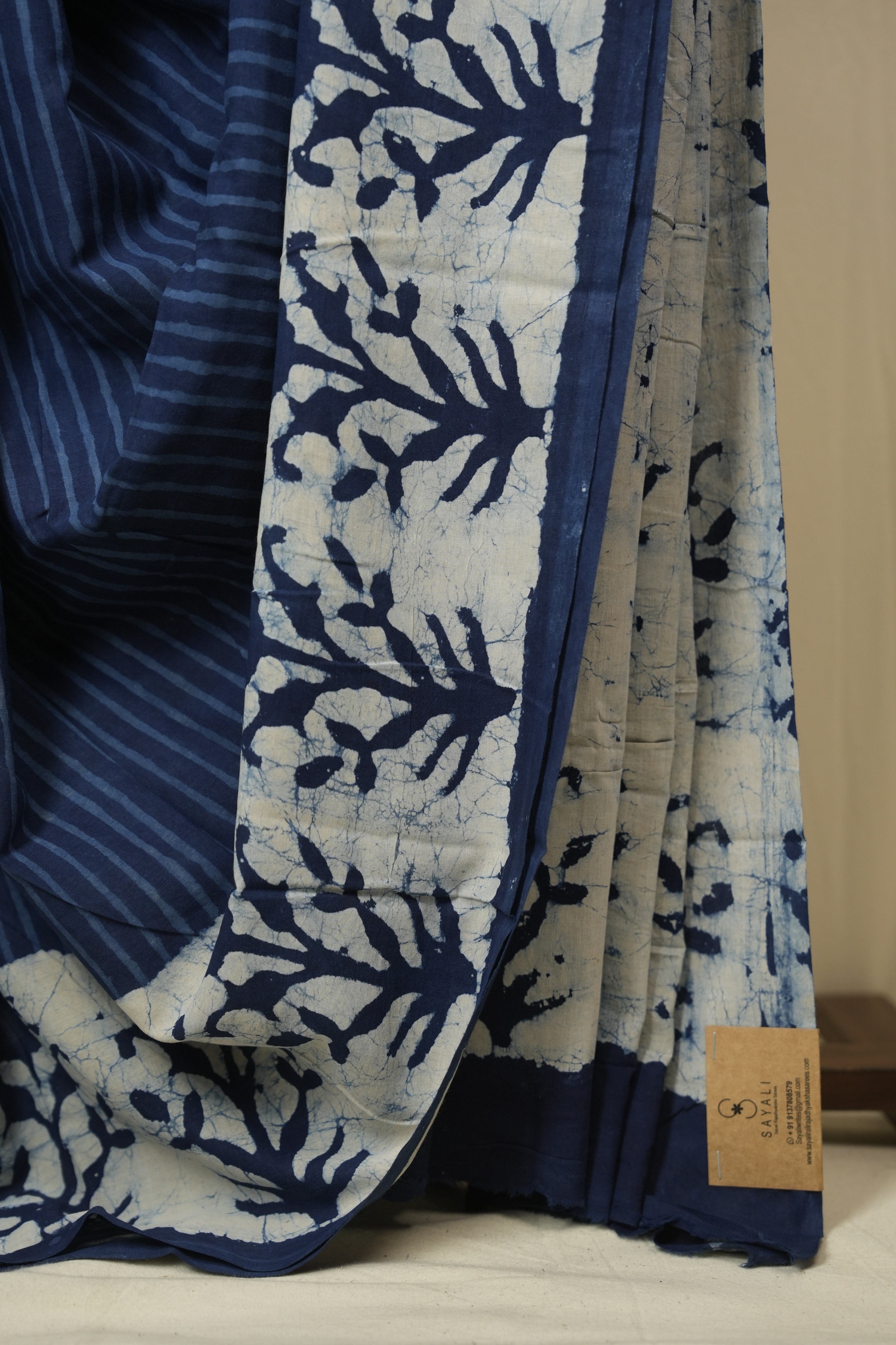 Indigo HBP Cotton Saree - SRICS3430