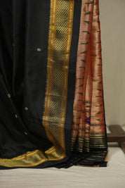 Black Silk Paithani Saree - SRBSPS814