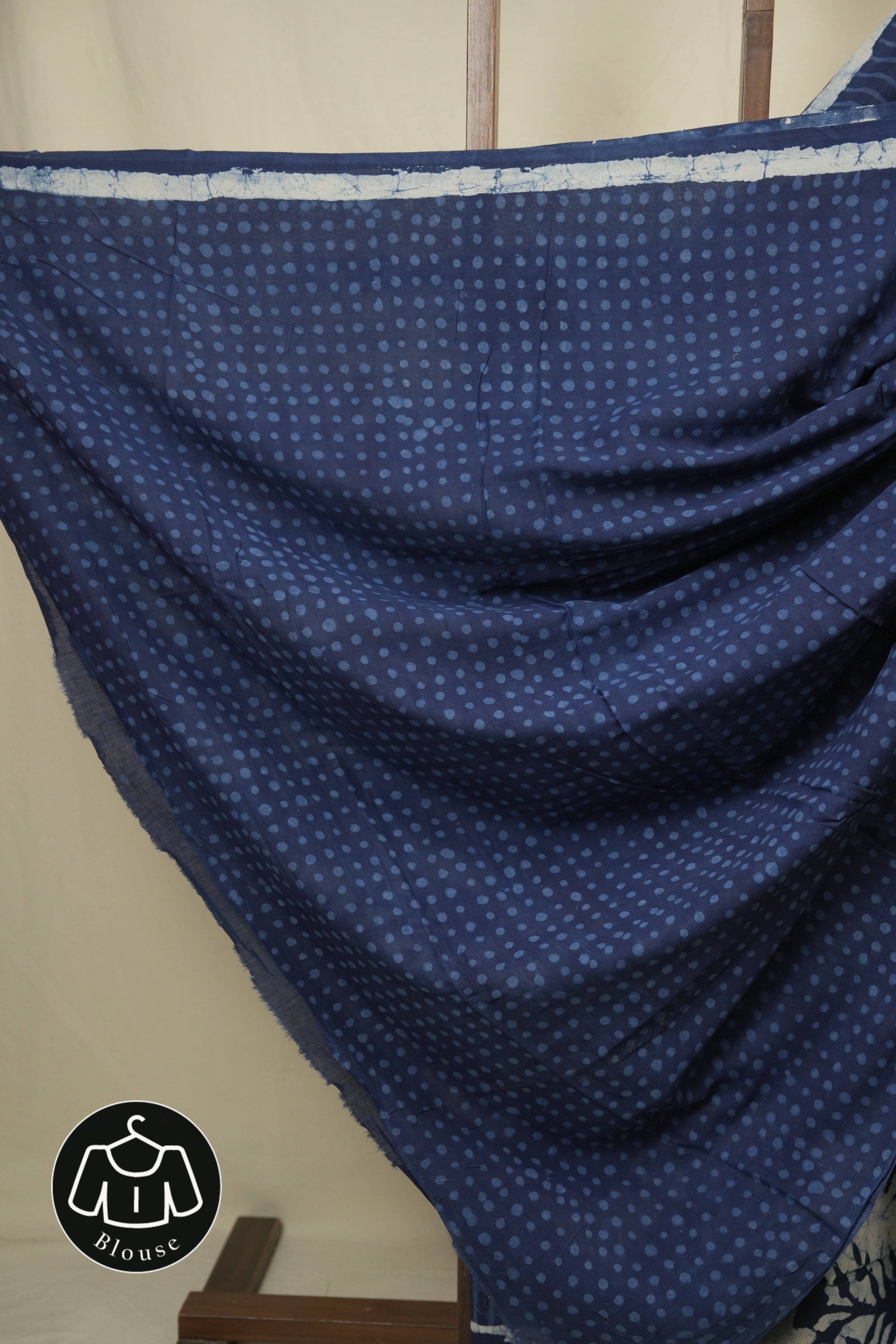 Indigo HBP Cotton Saree - SRICS3430