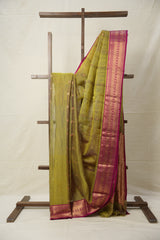 Dual Tone Olive Green Chanderi Silk Saree - SRDTOGPCSS503