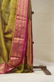 Dual Tone Olive Green Chanderi Silk Saree - SRDTOGPCSS503