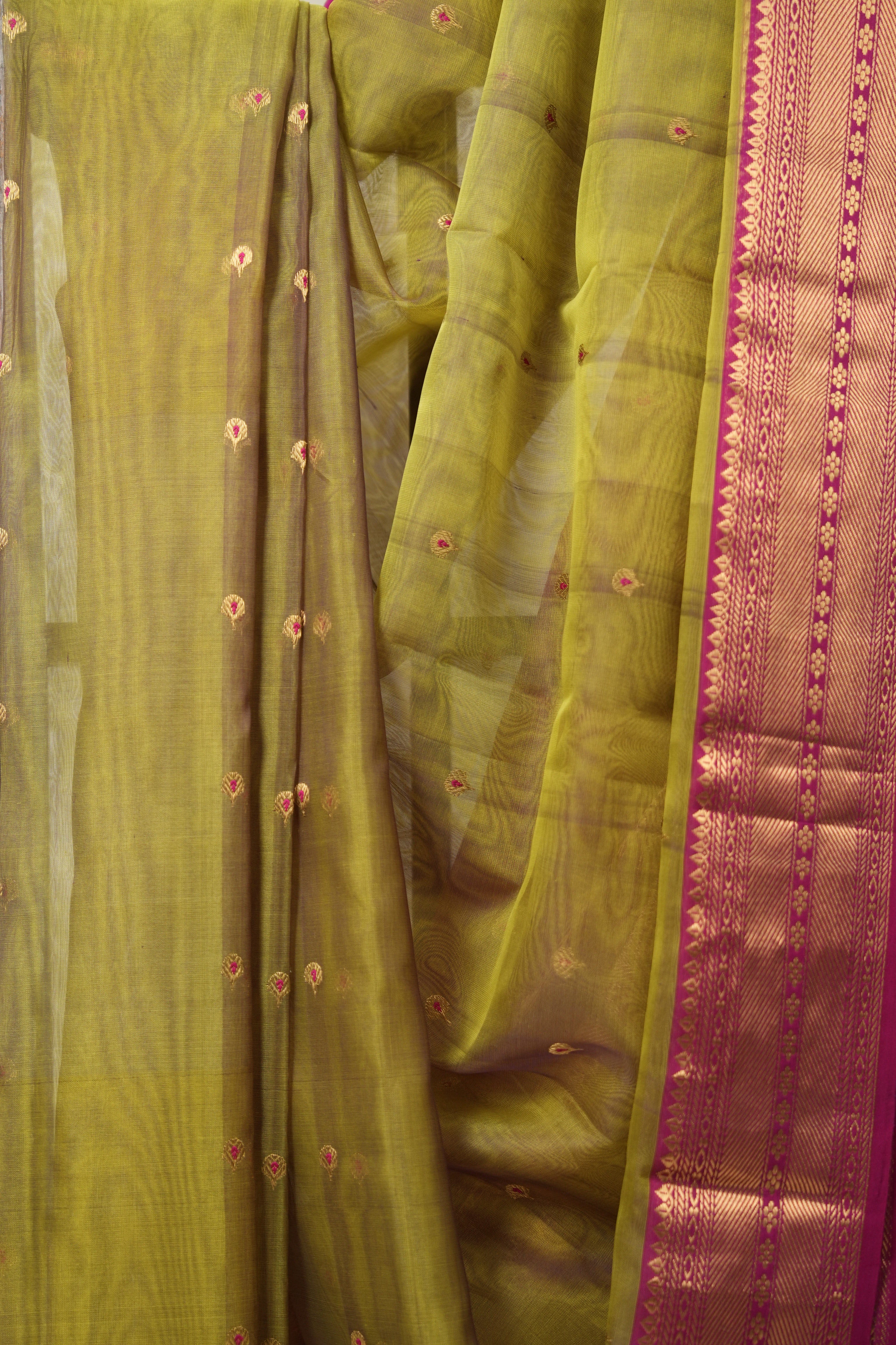 Dual Tone Olive Green Chanderi Silk Saree - SRDTOGPCSS503