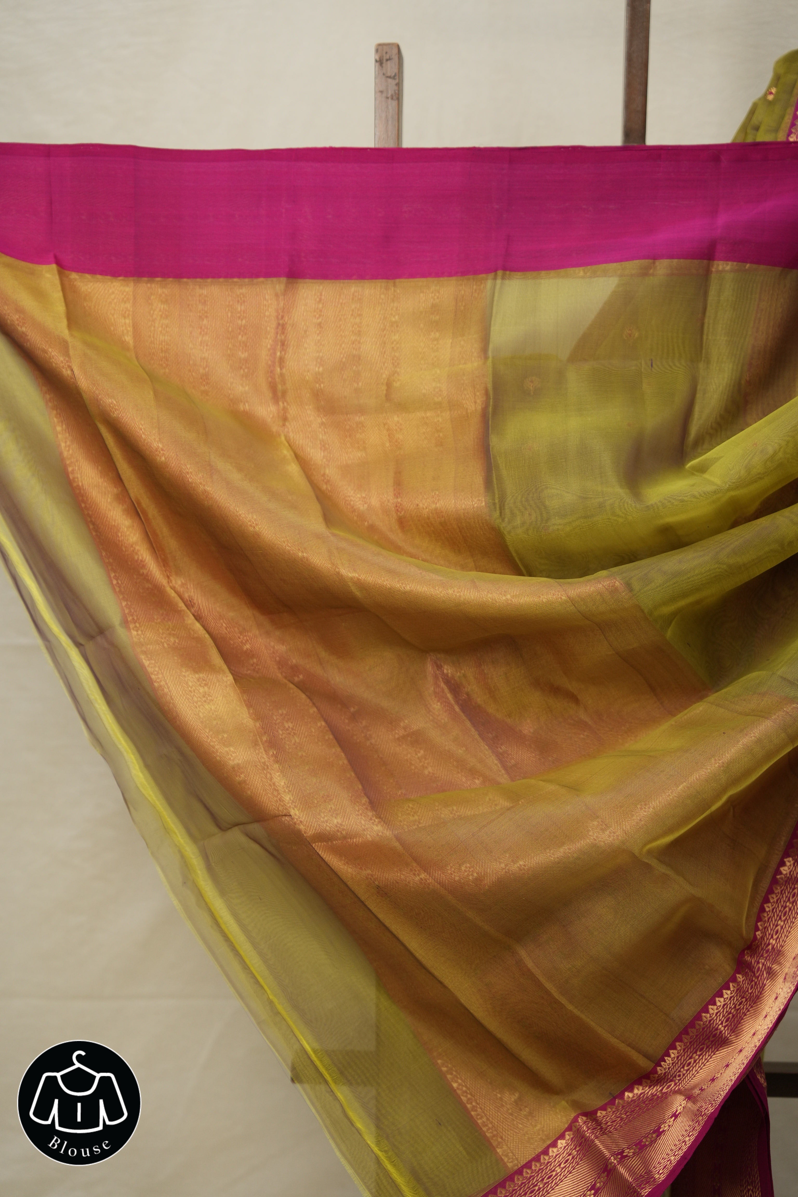 Dual Tone Olive Green Chanderi Silk Saree - SRDTOGPCSS503