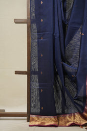 Navy Blue Maheshwari Saree - SRNBMS880