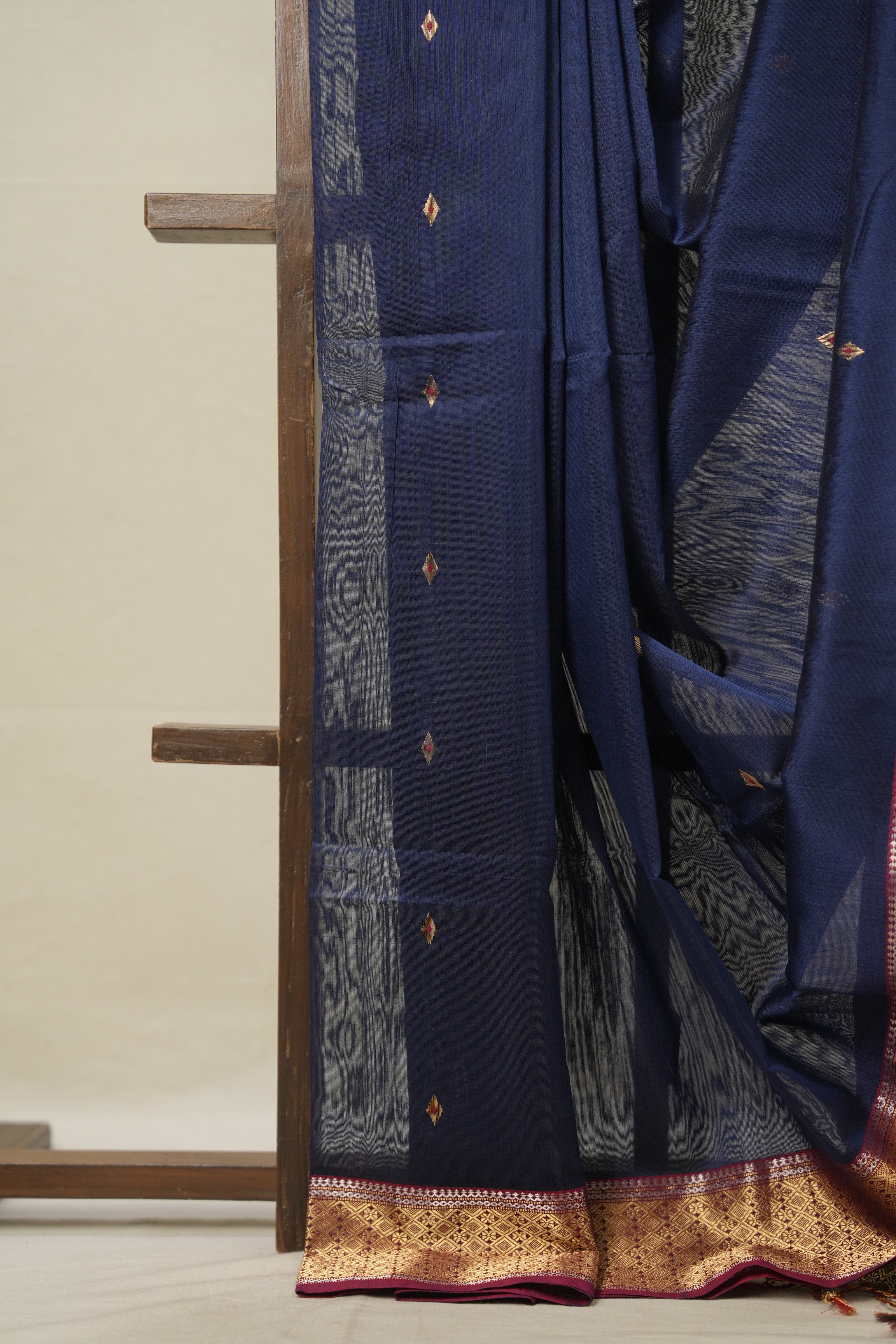 Navy Blue Maheshwari Saree - SRNBMS880