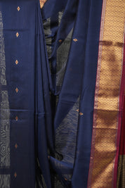 Navy Blue Maheshwari Saree - SRNBMS880