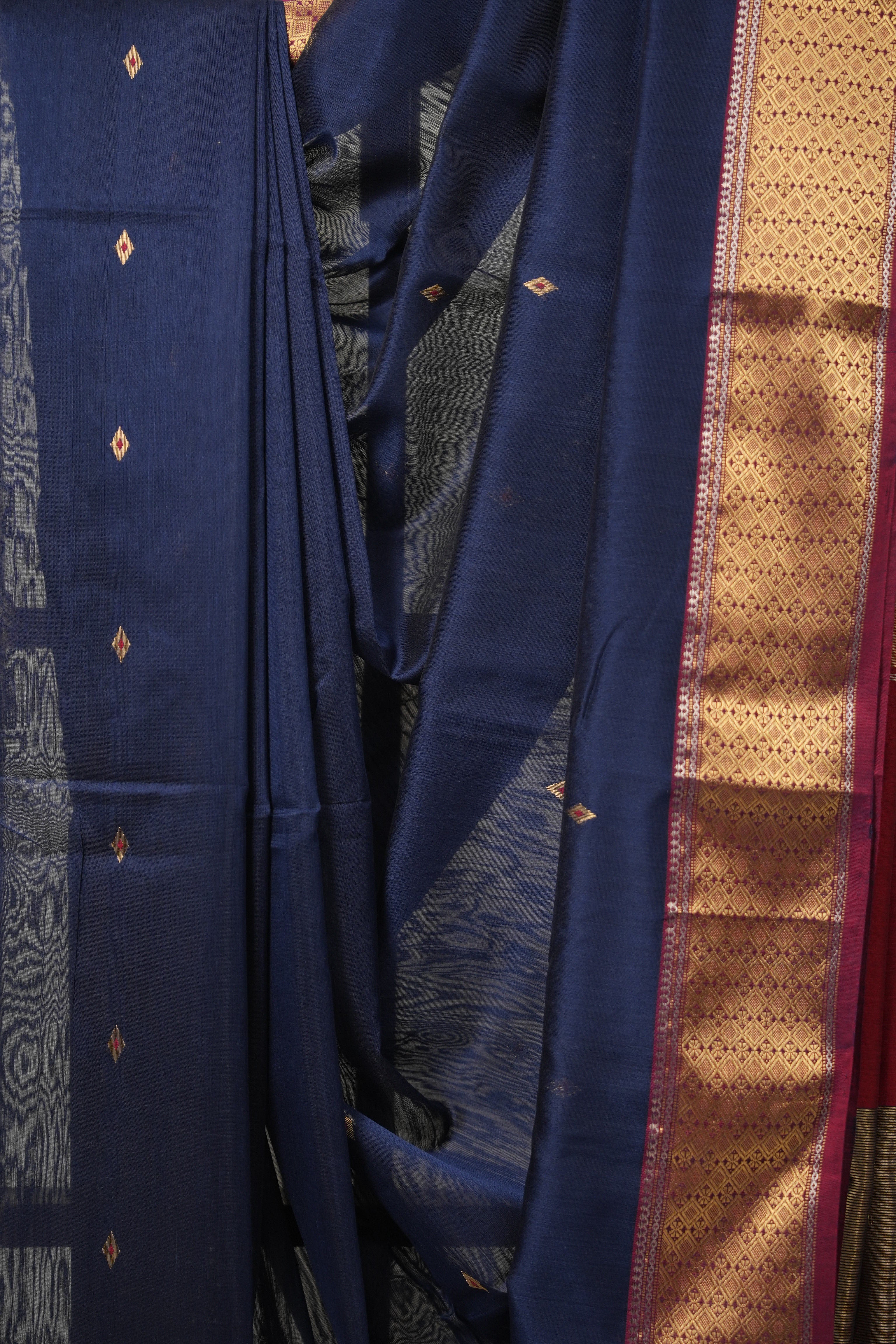 Navy Blue Maheshwari Saree - SRNBMS880