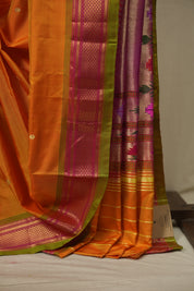 Mango Yellow Silk Paithani Saree - SRMYSPS812