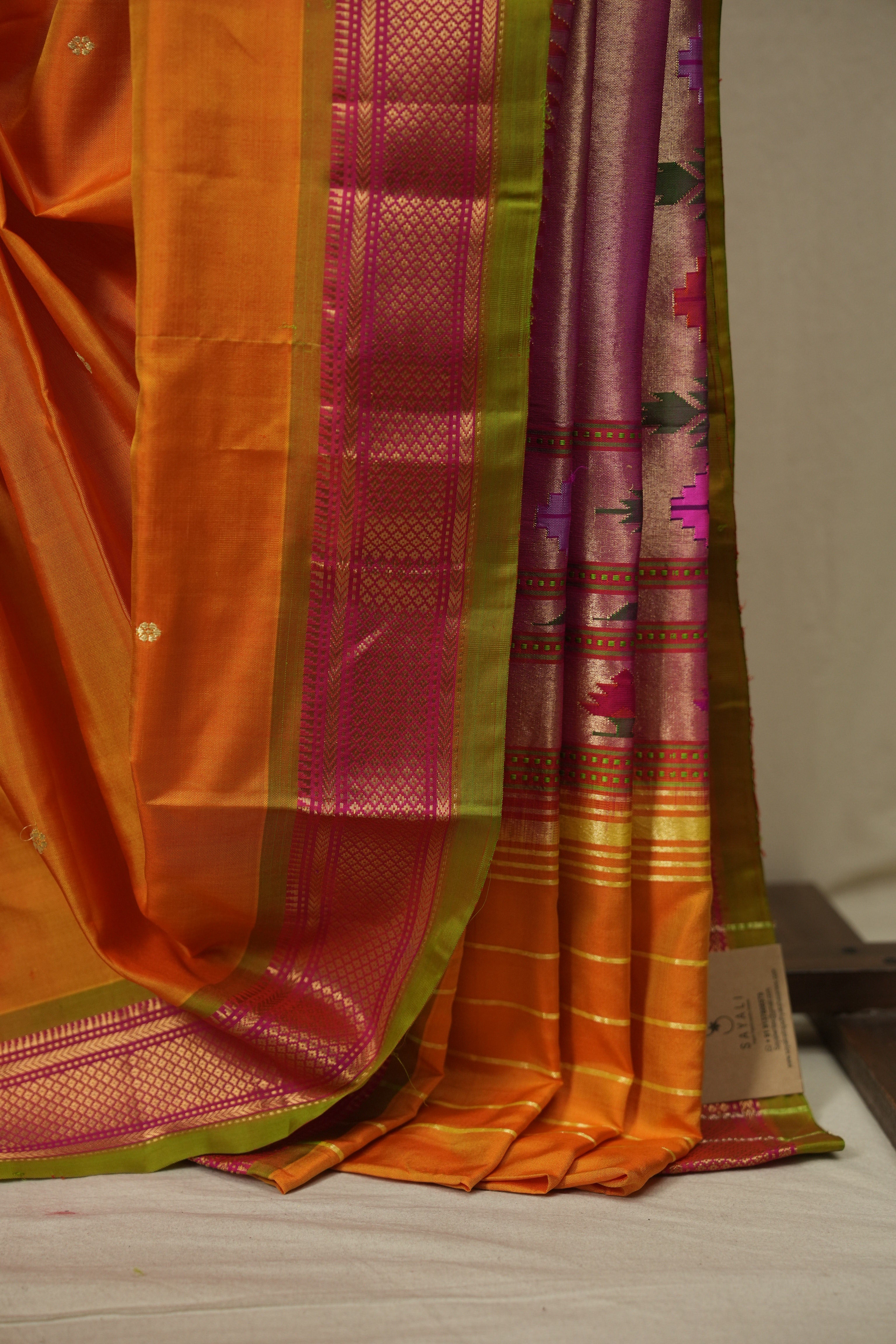 Mango Yellow Silk Paithani Saree - SRMYSPS812