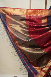 Navy Blue Maheshwari Saree - SRNBMS880