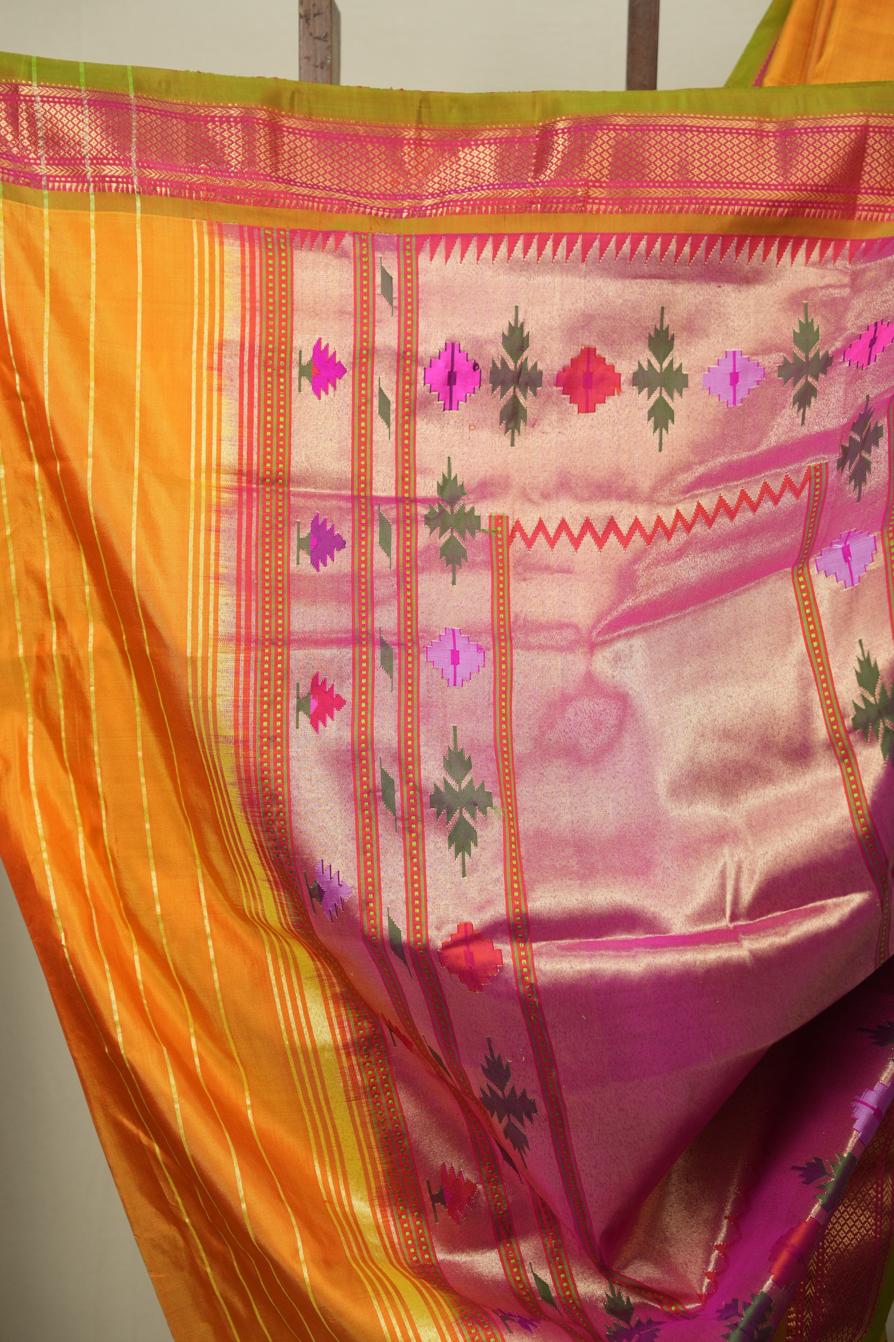 Mango Yellow Silk Paithani Saree - SRMYSPS812