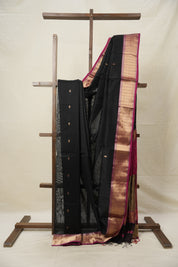 Black Maheshwari Saree - SRBMS881