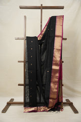 Black Maheshwari Saree - SRBMS881