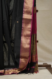 Black Maheshwari Saree - SRBMS881