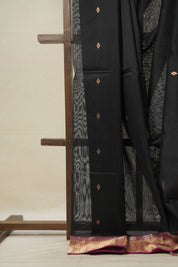 Black Maheshwari Saree - SRBMS881