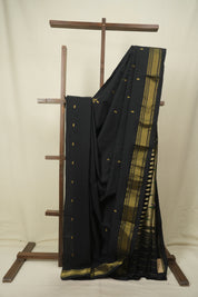 Black Cotton Paithani Saree - SRBCPS828