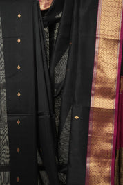 Black Maheshwari Saree - SRBMS881
