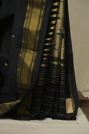 Black Cotton Paithani Saree - SRBCPS828