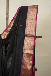 Black Maheshwari Saree - SRBMS881
