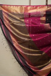Black Maheshwari Saree - SRBMS881