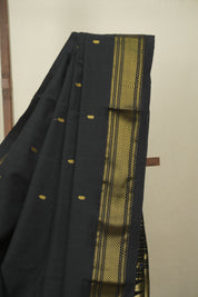Black Cotton Paithani Saree - SRBCPS828