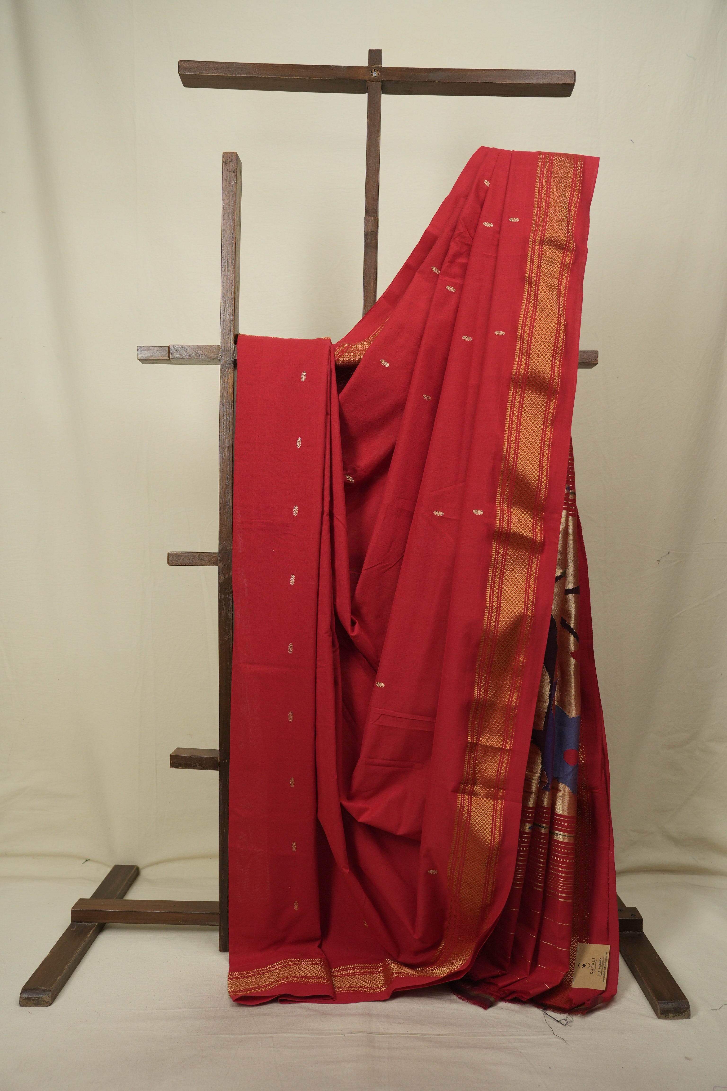 Red Cotton Paithani Saree - SRRCPS827