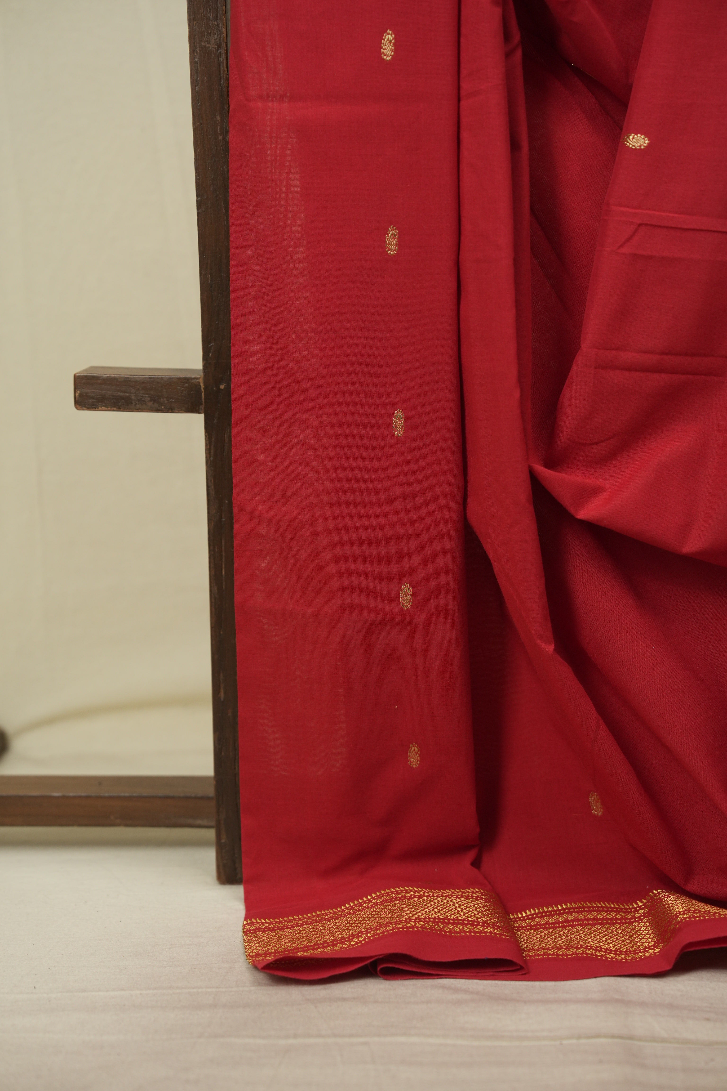 Red Cotton Paithani Saree - SRRCPS827