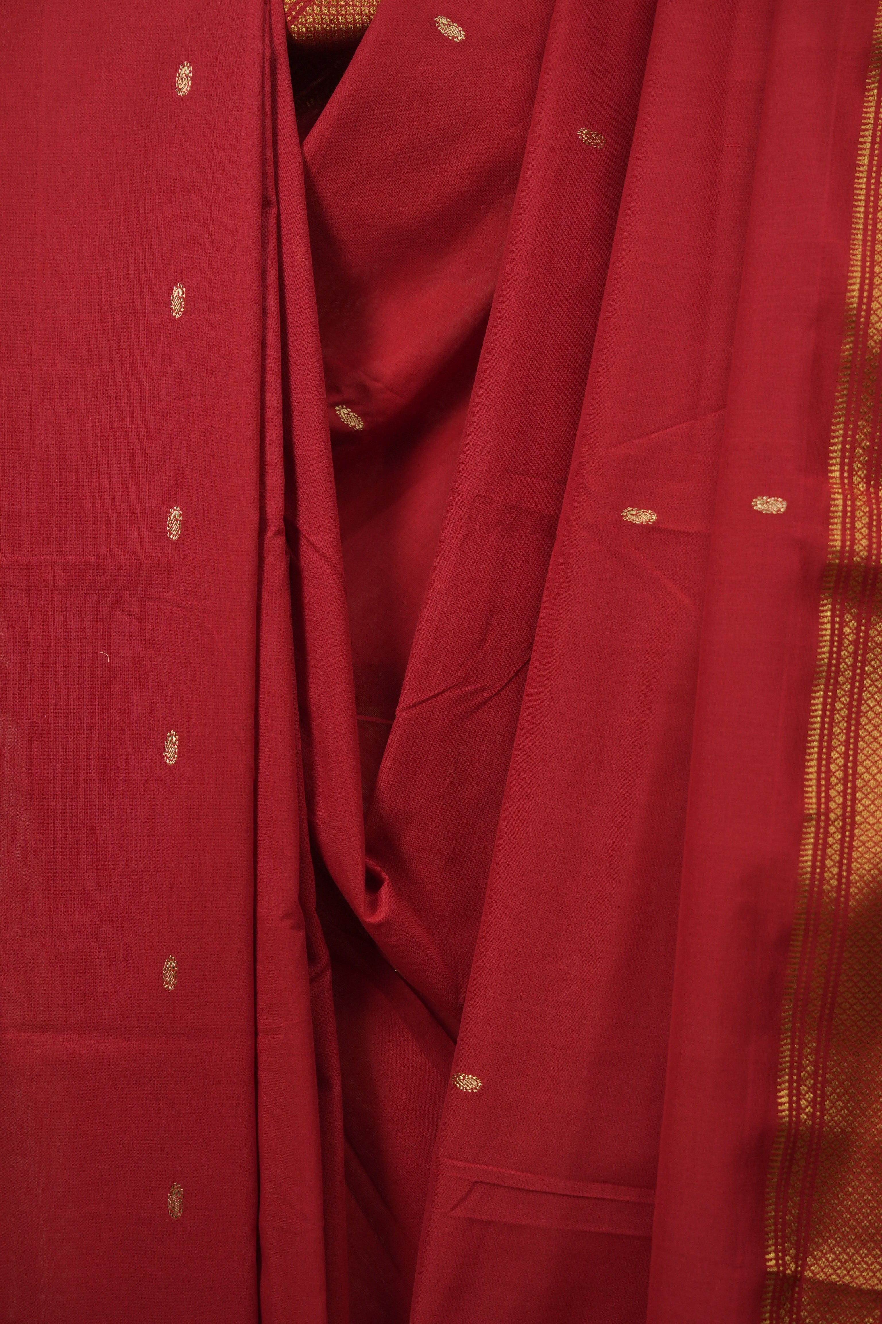 Red Cotton Paithani Saree - SRRCPS827