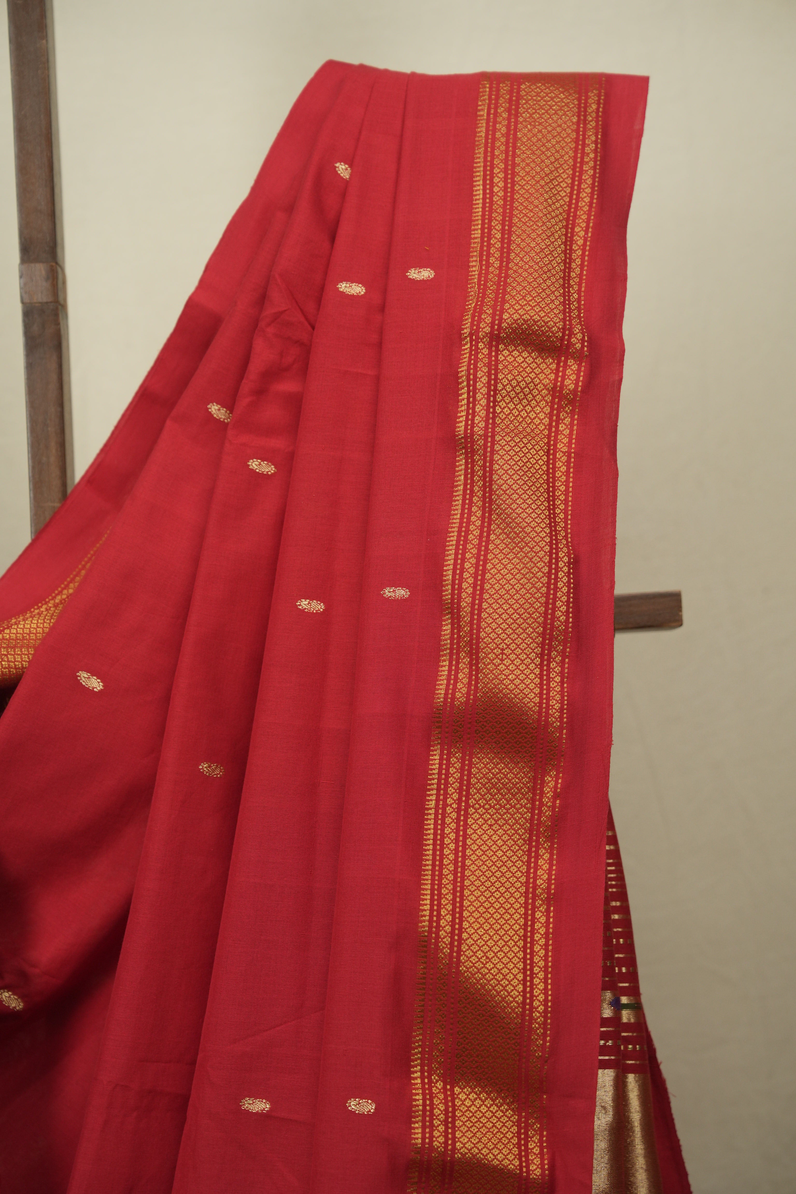 Red Cotton Paithani Saree - SRRCPS827