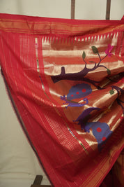 Red Cotton Paithani Saree - SRRCPS827