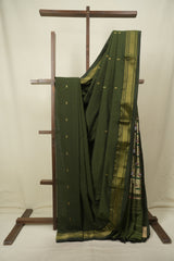 Olive Green Cotton Paithani Saree - SROGCPS830